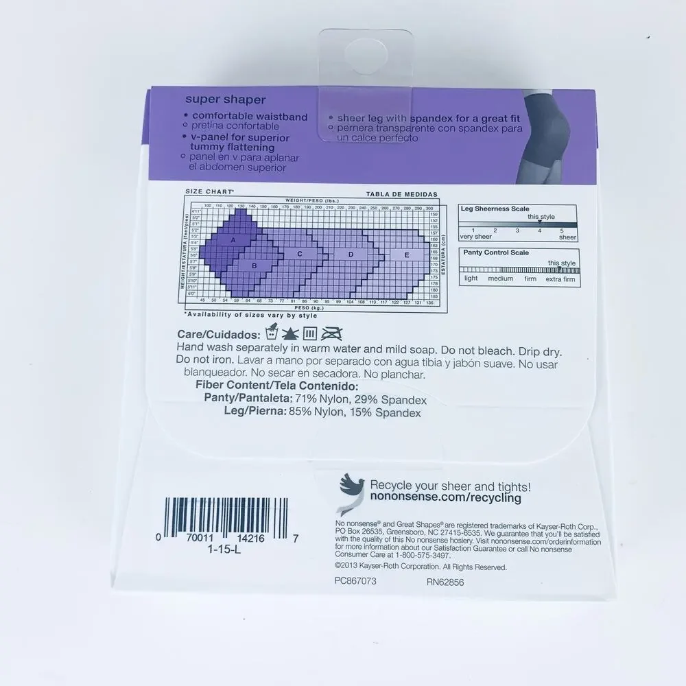 No Nonsense Great Shapes Super Shaper Size‎ C Beige Mist Sheer Toe